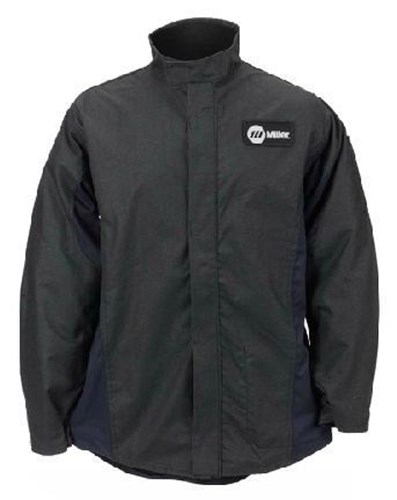 Miller WeldX Jacket front view of perfect durable leather jacket for welders